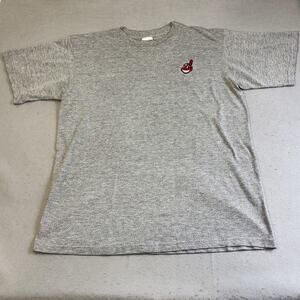 Vtg Cleveland Indians Chief Wahoo Shirt Mens XL Embroidered Logo Gray Mesh Logo